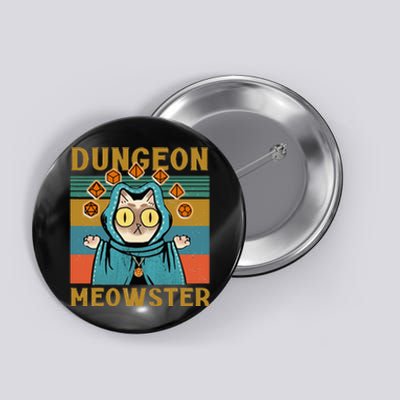 Dungeon Meowster Funny Nerdy Gamer Cat Vintage Game Button