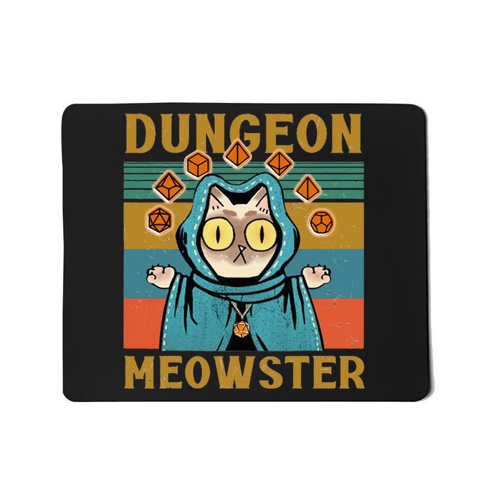 Dungeon Meowster Funny Nerdy Gamer Cat Vintage Game Mousepad