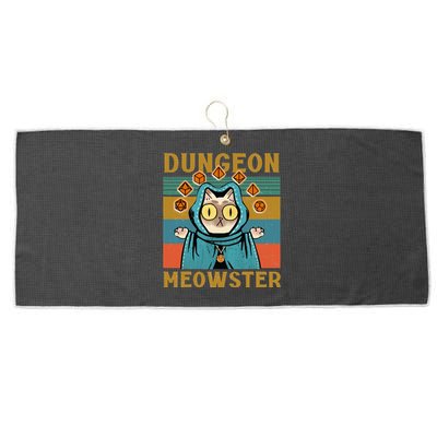 Dungeon Meowster Funny Nerdy Gamer Cat Vintage Game Large Microfiber Waffle Golf Towel