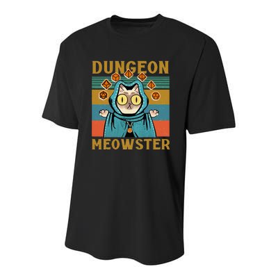 Dungeon Meowster Funny Nerdy Gamer Cat Vintage Game Youth Performance Sprint T-Shirt