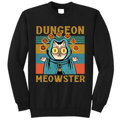 Dungeon Meowster Funny Nerdy Gamer Cat Vintage Game Tall Sweatshirt