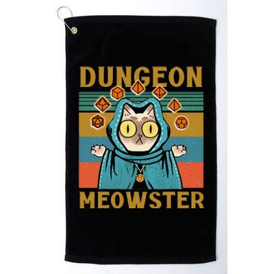 Dungeon Meowster Funny Nerdy Gamer Cat Vintage Game Platinum Collection Golf Towel