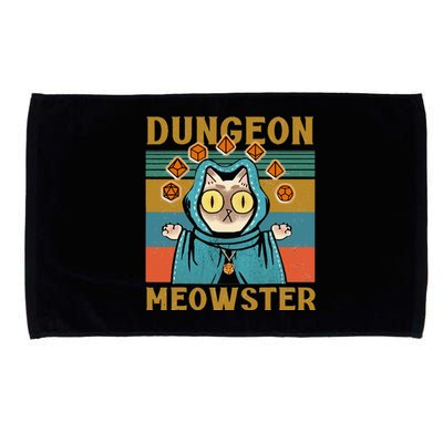 Dungeon Meowster Funny Nerdy Gamer Cat Vintage Game Microfiber Hand Towel