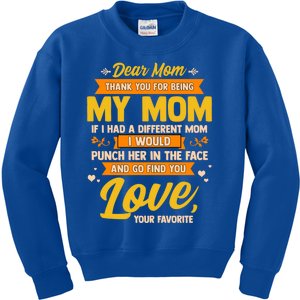 Dear Mom Funny Mother Graphic Motherhood Mama Gift Kids Sweatshirt