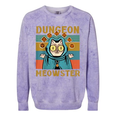 Dungeon Meowster Funny Nerdy Gamer Cat Vintage Game Colorblast Crewneck Sweatshirt