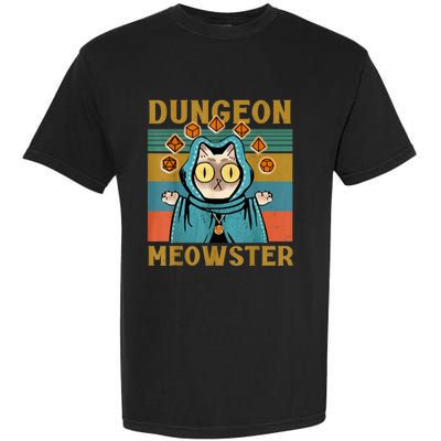 Dungeon Meowster Funny Nerdy Gamer Cat Vintage Game Garment-Dyed Heavyweight T-Shirt