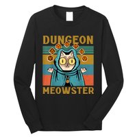 Dungeon Meowster Funny Nerdy Gamer Cat Vintage Game Long Sleeve Shirt