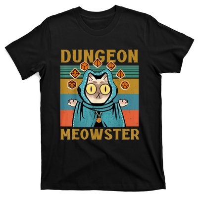 Dungeon Meowster Funny Nerdy Gamer Cat Vintage Game T-Shirt