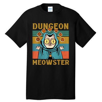 Dungeon Meowster Funny Nerdy Gamer Cat Vintage Game Tall T-Shirt