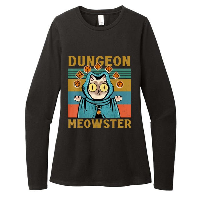 Dungeon Meowster Funny Nerdy Gamer Cat Vintage Game Womens CVC Long Sleeve Shirt