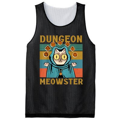 Dungeon Meowster Funny Nerdy Gamer Cat Vintage Game Mesh Reversible Basketball Jersey Tank