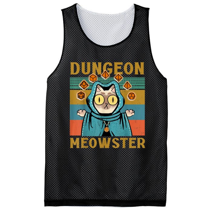 Dungeon Meowster Funny Nerdy Gamer Cat Vintage Game Mesh Reversible Basketball Jersey Tank