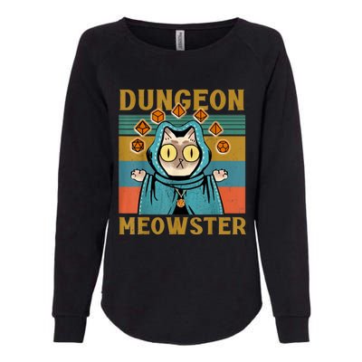 Dungeon Meowster Funny Nerdy Gamer Cat Vintage Game Womens California Wash Sweatshirt