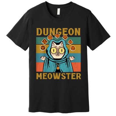 Dungeon Meowster Funny Nerdy Gamer Cat Vintage Game Premium T-Shirt