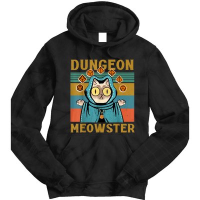 Dungeon Meowster Funny Nerdy Gamer Cat Vintage Game Tie Dye Hoodie