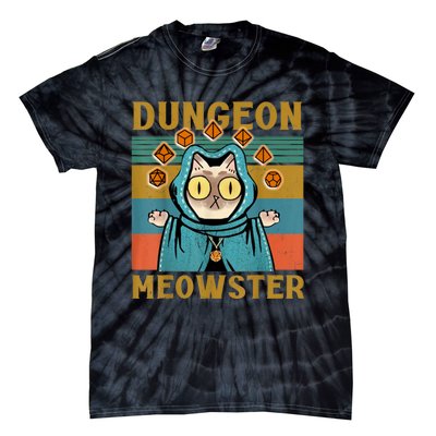 Dungeon Meowster Funny Nerdy Gamer Cat Vintage Game Tie-Dye T-Shirt