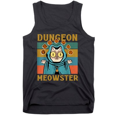 Dungeon Meowster Funny Nerdy Gamer Cat Vintage Game Tank Top