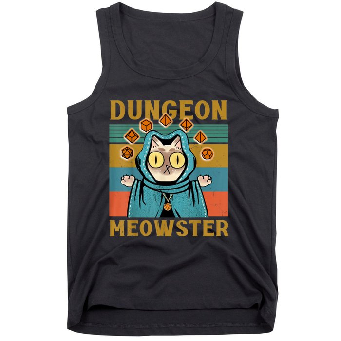 Dungeon Meowster Funny Nerdy Gamer Cat Vintage Game Tank Top