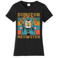 Dungeon Meowster Funny Nerdy Gamer Cat Vintage Game Women's T-Shirt