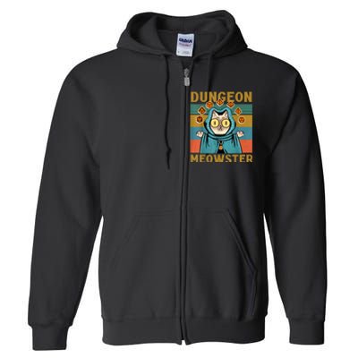 Dungeon Meowster Funny Nerdy Gamer Cat Vintage Game Full Zip Hoodie