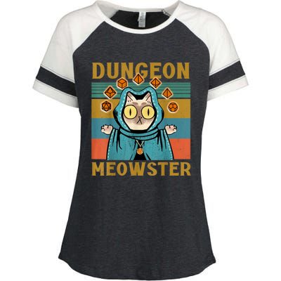 Dungeon Meowster Funny Nerdy Gamer Cat Vintage Game Enza Ladies Jersey Colorblock Tee