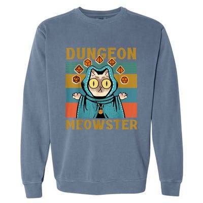 Dungeon Meowster Funny Nerdy Gamer Cat Vintage Game Garment-Dyed Sweatshirt