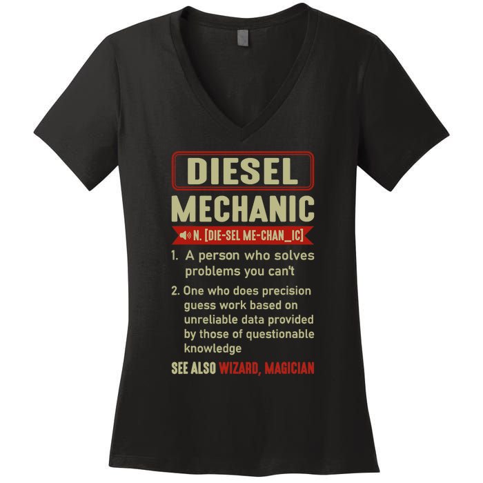 Diesel Mechanic Funny Sayings Car Diesel For Dad Auto Garage Women's V-Neck T-Shirt