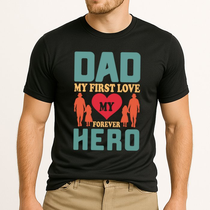 Dad My First Love My Forever Hero FatherS Day Funny Cute Gift Cooling Performance Crew T-Shirt
