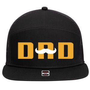 Dad Mustache Fathers Day 7 Panel Mesh Trucker Snapback Hat