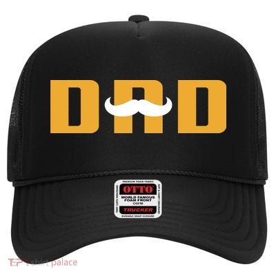 Dad Mustache Fathers Day High Crown Mesh Back Trucker Hat
