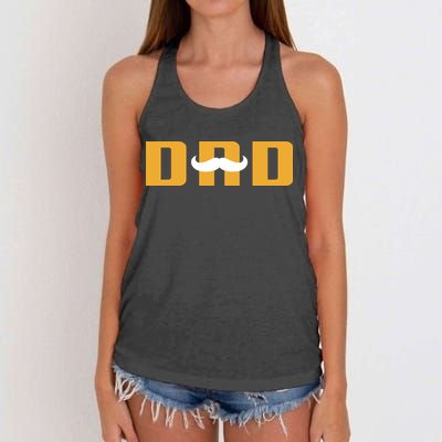Dad Mustache Fathers Day Women's Knotted Racerback Tank