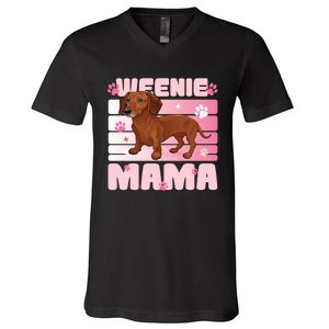 Dachshund Mom Funny Weenie Mama Dog Lover V-Neck T-Shirt