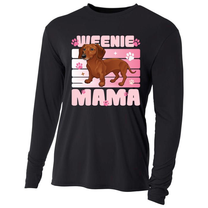 Dachshund Mom Funny Weenie Mama Dog Lover Cooling Performance Long Sleeve Crew