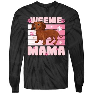 Dachshund Mom Funny Weenie Mama Dog Lover Tie-Dye Long Sleeve Shirt