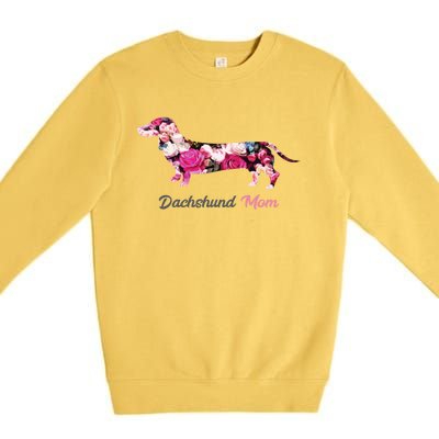 Dachshund Mom Gift Floral Doxie Mama MotherS Day Cute Gift Premium Crewneck Sweatshirt