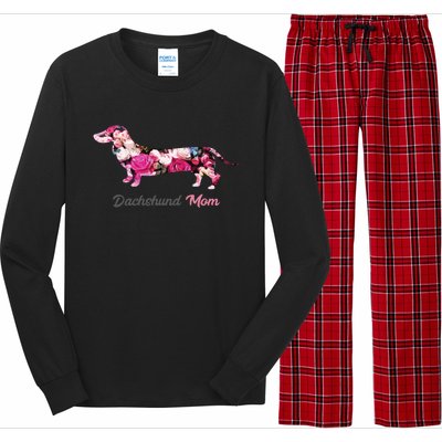 Dachshund Mom Gift Floral Doxie Mama MotherS Day Cute Gift Long Sleeve Pajama Set