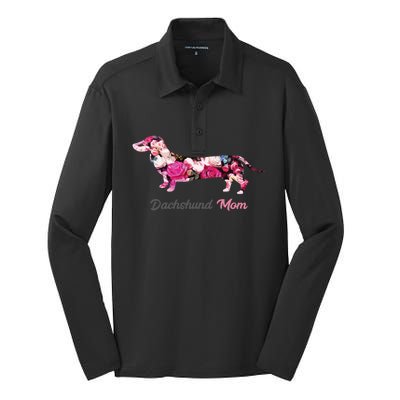 Dachshund Mom Gift Floral Doxie Mama MotherS Day Cute Gift Silk Touch Performance Long Sleeve Polo