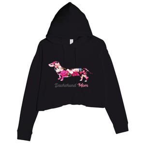 Dachshund Mom Gift Floral Doxie Mama MotherS Day Cute Gift Crop Fleece Hoodie