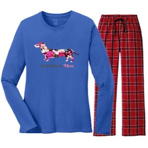 Dachshund Mom Gift Floral Doxie Mama MotherS Day Cute Gift Women's Long Sleeve Flannel Pajama Set 