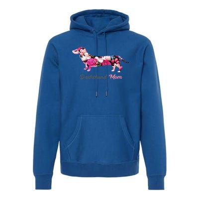 Dachshund Mom Gift Floral Doxie Mama MotherS Day Cute Gift Premium Hoodie