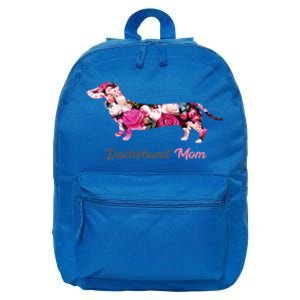 Dachshund Mom Gift Floral Doxie Mama MotherS Day Cute Gift 16 in Basic Backpack