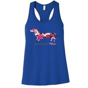 Dachshund Mom Gift Floral Doxie Mama MotherS Day Cute Gift Women's Racerback Tank