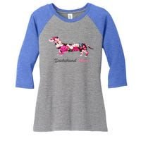 Dachshund Mom Gift Floral Doxie Mama MotherS Day Cute Gift Women's Tri-Blend 3/4-Sleeve Raglan Shirt