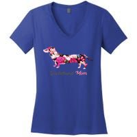 Dachshund Mom Gift Floral Doxie Mama MotherS Day Cute Gift Women's V-Neck T-Shirt