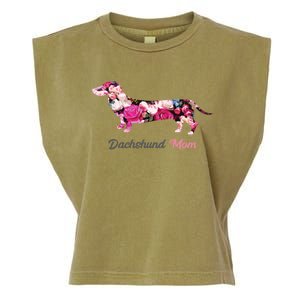 Dachshund Mom Gift Floral Doxie Mama MotherS Day Cute Gift Garment-Dyed Women's Muscle Tee