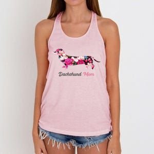 Dachshund Mom Gift Floral Doxie Mama MotherS Day Cute Gift Women's Knotted Racerback Tank