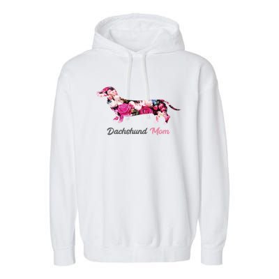 Dachshund Mom Gift Floral Doxie Mama MotherS Day Cute Gift Garment-Dyed Fleece Hoodie