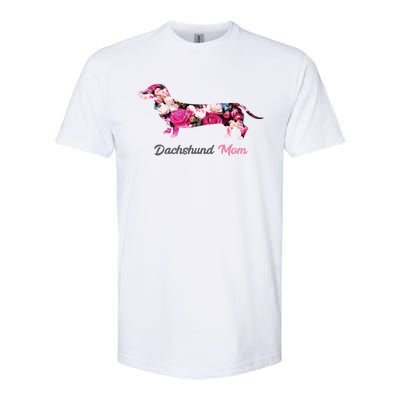 Dachshund Mom Gift Floral Doxie Mama MotherS Day Cute Gift Softstyle CVC T-Shirt