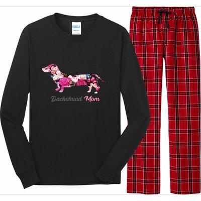 Dachshund Mom Gift Floral Doxie Mama MotherS Day Gift Long Sleeve Pajama Set