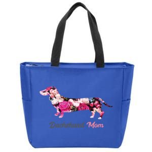 Dachshund Mom Gift Floral Doxie Mama MotherS Day Gift Zip Tote Bag